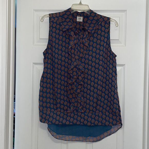 CAbi Medallion Reign Sleeveless Ruffle Front Blouse - Picture 3 of 8